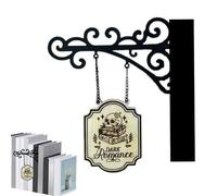 Generico Book Decor Shelf, Bookworm Wall Sign, Reader Themed Hanging, 8.27x7.48 inches Rustic Wooden Look, 10x6 Inch, Vintage White, Lightweight Build for Home Library, Classroom, Space