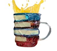 Generico Book Mug - Glass Books Stack Coffee Cup Collection | Painted Glass Library Books Coffee Mug | Cute Bookish Items Brews Holder with 3d Stacked Book Design, Teachers,Friends, Family