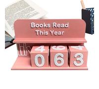 Generico Books Read Tracker, Book Reading Counter, Decorative Bookshelf Display, Wooden Shelf Decor Piece for Readers, Library Lovers, Writers, Students, Teachers, School, 5.71x1.57x3.94 inches