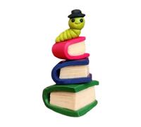 Generico Bookworm Resin Statue - Adorable Top Hat Figurine | Miniature Reading Ornament for Bookshelf Decor, Creative Study Room Accents, Whimsical Collectible for Kids Table, Garden Statue