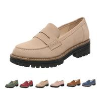 Generico Bootara Loafers Women,Women's Plus Size Casual Retro Suede Loafers,with Chunky Heel Platform,Comfortable Slip on Work (Beige,40)