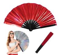 Generico Boots on The Ground Fan,Clacking Largefold Fans,Large Holographic Folding Hand Fan Line Dance Popping,Holding Laser Colors Clap Fans for Performance,Dance,Wedding,Party (D)