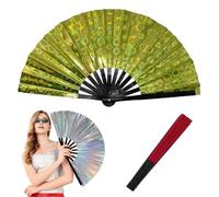 Generico Boots on The Ground Fan,Clacking Largefold Fans,Large Holographic Folding Hand Fan Line Dance Popping,Holding Laser Colors Clap Fans for Performance,Dance,Wedding,Party (K)