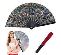 Generico Boots on The Ground Fan,Clacking Largefold Fans,Large Holographic Folding Hand Fan Line Dance Popping,Holding Laser Colors Clap Fans for Performance,Dance,Wedding,Party (J)