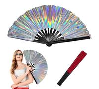 Generico Boots on The Ground Fan,Clacking Largefold Fans,Large Holographic Folding Hand Fan Line Dance Popping,Holding Laser Colors Clap Fans for Performance,Dance,Wedding,Party (A)