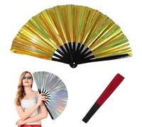 Generico Boots on The Ground Fan,Clacking Largefold Fans,Large Holographic Folding Hand Fan Line Dance Popping,Holding Laser Colors Clap Fans for Performance,Dance,Wedding,Party (C)