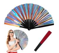 Generico Boots on The Ground Fan,Clacking Largefold Fans,Large Holographic Folding Hand Fan Line Dance Popping,Holding Laser Colors Clap Fans for Performance,Dance,Wedding,Party (E)