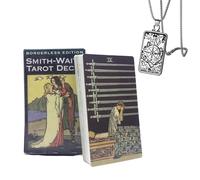 Generico Borderless Edition Smith Waite Tarot Deck - 12x7cm, inglese, per principianti, incluse carte dei tarocchi e collana dei tarocchi.