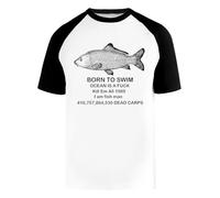Generico Born To Swim Ocean Is A FK 1989 Maglietta da Baseball Unisex da Donna Uomo Bianca Girocollo Maniche Corte Cotone Organico Tee T-Shirt Unisex White