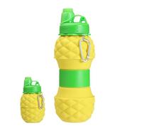 Generico Borraccia Pieghevole - Borraccia Pieghevole Riutilizzabile In Silicone Ananas In PP Con Coperchio | Bottiglia Da Viaggio Portatile Per Bambini E Adulti