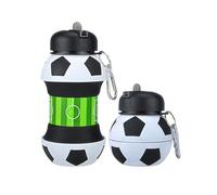 Genérico Borraccia Silicone Design Calcio - Bambine, Bambini e Adulti - Pieghevole - Senza BPA - Molto Resistente - 550 ml (Calcio)