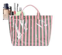 Generico Borsa A Righe | Shopper Grande, Lucido, Impermeabile e Portatile,Tote Bag - Per L'Estate, I Viaggi, Il Lavoro, La Palestra, La Scuola, L'Università, L'Ufficio e La Piscina