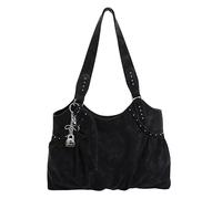 Generico Borsa a Spalla Donna Vintage PU, Borsa a Sacco con Dettagli a Borchia e Ciondolo Pendente, ideale per gli Spostamenti Quotidiani, i Viaggi e lo Shopping