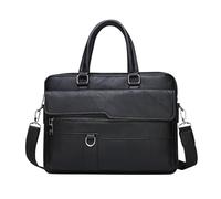 Generico Borsa a tracolla da Borsa a tracolla Borsa per computer in pelle multifunzionale con valigetta retrò in di grande capacità (Black One Size)