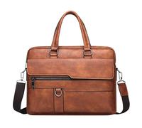 Generico Borsa a tracolla da Borsa a tracolla Borsa per computer in pelle multifunzionale con valigetta retrò in di grande capacità (Khaki One Size)