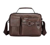 Generico Borsa a tracolla da Borsa a tracolla Borsa per computer in pelle multifunzionale con valigetta retrò in di grande capacità (Brown One Size)