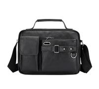 Generico Borsa a tracolla da Borsa a tracolla Borsa per computer in pelle multifunzionale con valigetta retrò in di grande capacità (Black One Size)