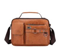 Generico Borsa a tracolla da Borsa a tracolla Borsa per computer in pelle multifunzionale con valigetta retrò in di grande capacità (Khaki One Size)