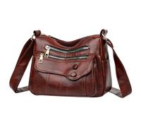 Generico Borsa a tracolla da donna alla moda nuovo modello semplice tinta unita retrò borsa a tracolla pratica con cerniera di grande capacità (Brown, One Size)