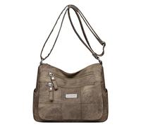Generico Borsa a tracolla da donna alla nuovo modello semplice tinta unita retrò pratica borsa a tracolla con cerniera di grande capacità (Brown One Size)