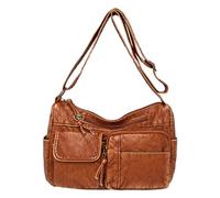 Generico Borsa a tracolla da donna Borsa a tracolla casual versatile e alla moda in tinta unita retrò di grande capacità (Brown, One Size)