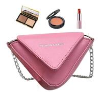 Genérico Borsa a tracolla da donna, borsa da donna, triangolo in pelle PU, piccola frizione, con a castello, elegante, per attività all'aperto, viaggi, vacanze, shopping, Rosa, Consulte la
