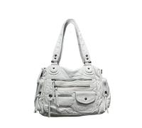 Generico Borsa A Tracolla Donna In Pelle Pu,Vintage Grande City Tote Bag, Borsa A Spalla E A Mano Per Uso Quotidiano, Per Lavorare, Fare Scuola, Viaggiare(White)