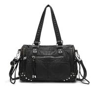 Generico Borsa A Tracolla Grande Vintage,Tote Bag Nera, Borse A Tracolla Elegante,City Bag Morbido,Borse Università Donna,Borsa Da Lavoro Office,Per Scuola, Lavoro E Uso Quotidiano (Nero, 37x29x16cm)