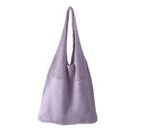 Genérico Borsa a tracolla in cotone all'uncinetto, da donna, di lusso, elasticizzata, da spiaggia estiva e retrò, regalo elegante per mamma, figlia, amante o amica, porpora, Consulte la descripción