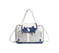 Generico Borsa A Tracolla Kawaii Ita Bag, Borsa Tote Con Finestra Trasparente E Scomparto Per Spille Anime, Borsa A Tracolla Con Decorazione A Stella. (Blu Scuro)