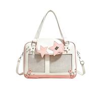 Generico Borsa A Tracolla Kawaii Ita Bag, Borsa Tote Con Finestra Trasparente E Scomparto Per Spille Anime, Borsa A Tracolla Con Decorazione A Stella. (Rosa)