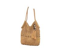 Generico Borsa a tracolla singola rustica, sotto le ascelle, in tessuto, con gancio, stile vacanza al mare, borsa da campo, morbida fodera in cotone, chiusura cerniera viaggio(Khaki)