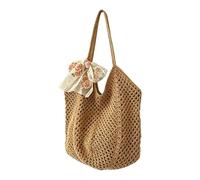 Generico Borsa a Uncinetto | Borse a Rete Boho con Rosa, Pizzo e il Nastro,Borse da Vacanza All'Uncinetto per Donna - Per Vacanze, Viaggi, Appuntamenti E Shopping Al Mare
