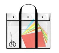 Generico Borsa Arte - PVC Impermeabile Trasparente 80x65 Cm, Formato Grande A2/A3/A4 Con Manico & Cerniera, Custodia Protettiva Poster, Schizzi, Materiale Artistico, Borsa Leggera 230 G