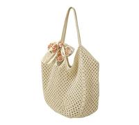 Generico Borsa Da Spiaggia All'Uncinetto | Borse Boho Traforate con Nastro in Pizzo a Rose - Shopper da Spiaggia in Maglia Casual - Per Viaggi, Shopping, Occhiali da Sole e Asciugamano