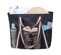 Genérico Borsa da spiaggia, borsa impermeabile con cerniera e anti-sabbia | indispensabile per crociera e vacanze con trucco protettivo solare infradito asciugamani magliette asciutte e bagnate, Nero