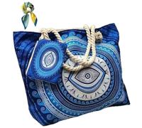 Generico Borsa da Spiaggia Capiente per Donna, Tela Artigianale con Mini Portamonete, Bagaglio Weekend per Viaggi Stile Etnico