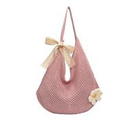 Generico Borsa da spiaggia da donna in tessuto di grande capacità - Elegante borsa monospalla sotto ascella for le vacanze estive e il tempo libero(Pink)