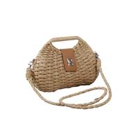 Generico Borsa da spiaggia intrecciata per il tempo libero da donna borsa a forma di gnocco portafoglio intrecciato in rattan borsa a tracolla intrecciata borsa a mano intrecciata (Coffee 25x21x10cm)