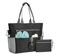 Generico Borsa Da Spiaggia - Poliestere 42x39x15 Cm Impermeabile | Grandi Borse Da Spiaggia Per Donne | BASSO POLCI POLCIO Con Organizzatore, Piscina, Custodia A Terra Pieghevole Per Bottiglie