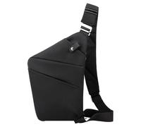 Genérico Borsa da uomo, borsa a tracolla sul petto, impermeabile, di grande capacità, per escursionismo, campeggio, uso quotidiano, Nero , A: hombro izquierdo, Vedere la descrizione