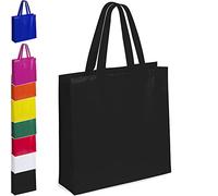 Generico Borsa della spesa Riutilizzabile Manico Lungo Shopper Shopping Donna (NERO)