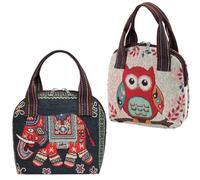 Generico Borsa Donna in tessuto jacquard con Doppia Cerniera, Borsa a Mano Casual Piccolo Vintage per Shopping Viaggio Lavoro, Tote Hobo Borza con Ricamo Boho Stile