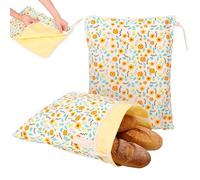 Generico Borsa For Il Pane In Cera D'api, Borsa Ecologica For La Conservazione Degli Alimenti, Struttura A Doppio Strato For Ambienti A Temperatura Ambiente E Gelida(2-leaves and Small Flowers)