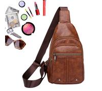 Genérico Borsa frontale: baule da viaggio per escursioni, zaino in pelle PU, zaino, borsa a tracolla casual elegante | Per viaggi Shopping Escursioni all'aperto Camminare Desp, Marrone, Consulte la