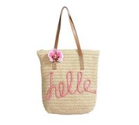 Generico Borsa in paglia intrecciata da donna - Design a lettere, tracolla versatile e borsa for cesto di verdure portatile(Pink)