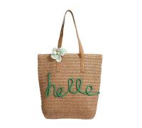 Generico Borsa in paglia intrecciata da donna - Design a lettere, tracolla versatile e borsa for cesto di verdure portatile(Green)