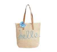 Generico Borsa in paglia intrecciata da donna - Design a lettere, tracolla versatile e borsa for cesto di verdure portatile(Blue)