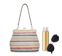 Generico Borsa In Paglia Pochette Grande Con Chiusura A Bacio Stile Vintage