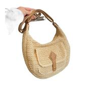 Generico borsa intrecciata Borsa a tracolla intrecciata versatile da donna, for il tempo libero, ad alta capacità, for le vacanze al mare e sulla spiaggia, in tessuto di erba(Beige)